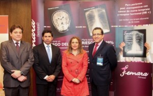 José La Rosa (Coordinador General), Ricardo Montejo (Coordinador Perú-Ecuador), Jessica Calvo (Representante Médica) y Henry Gómez (especialista en Oncología). 